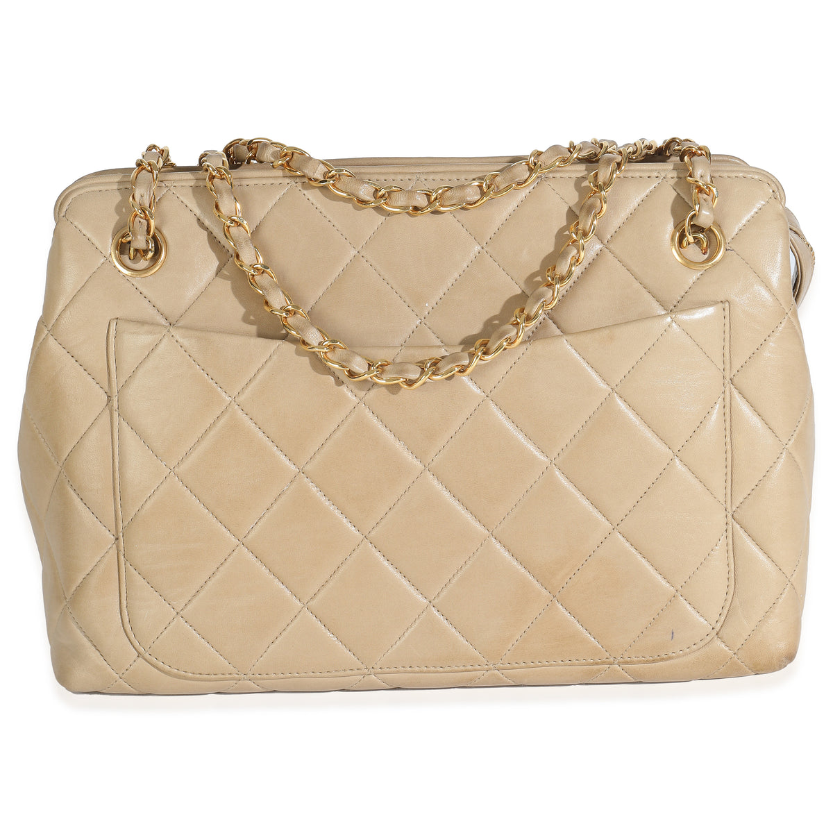 Vintage Beige Quilted Lambskin Camera Bag