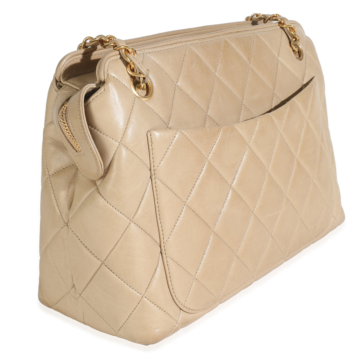 Vintage Beige Quilted Lambskin Camera Bag