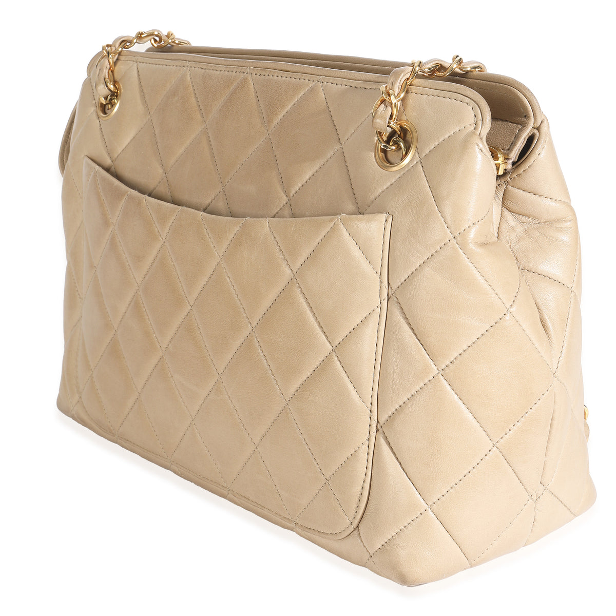 Vintage Beige Quilted Lambskin Camera Bag