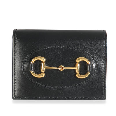 Black Calfskin Horsebit 1955 Card Case Wallet