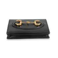 Black Calfskin Horsebit 1955 Card Case Wallet