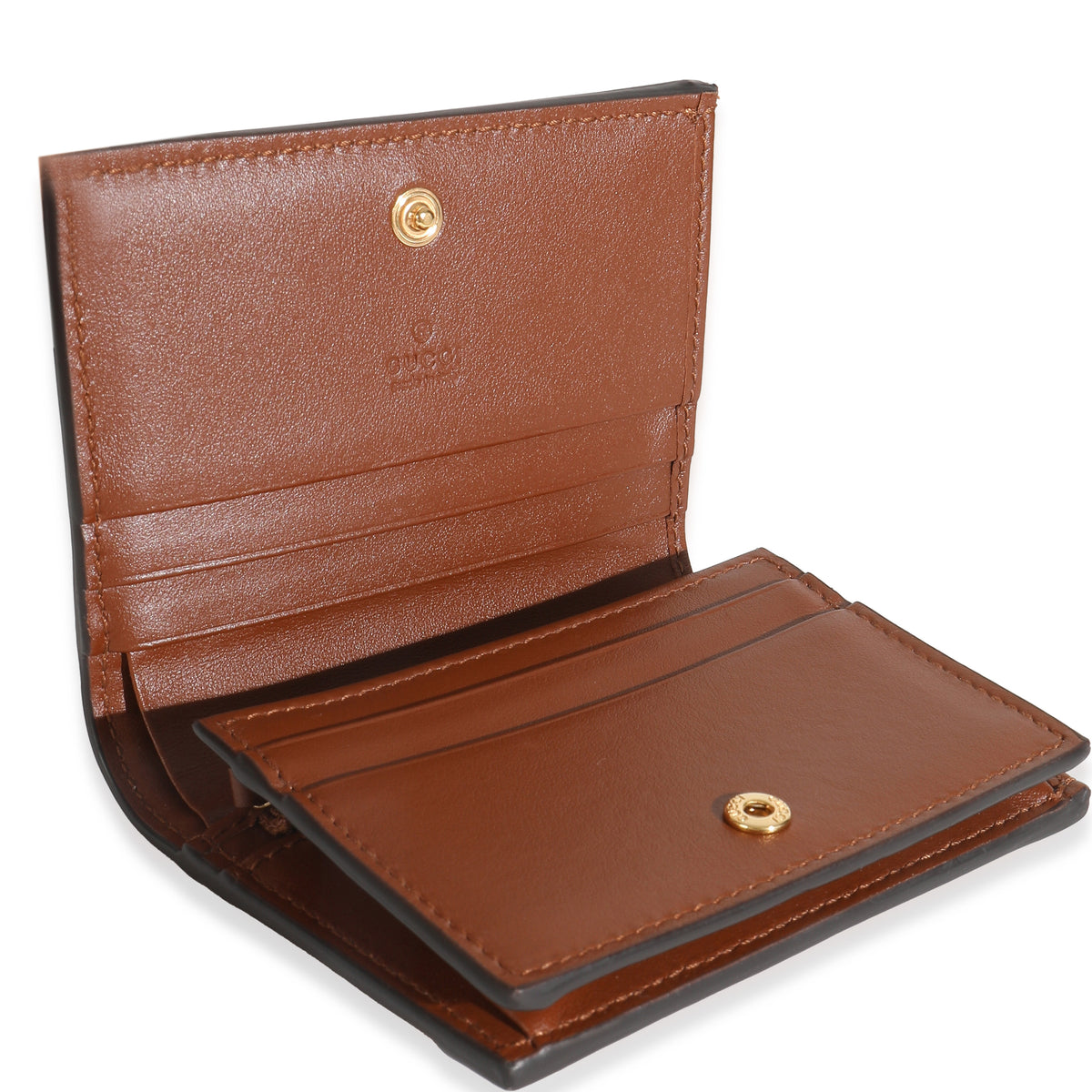 Brown Calfskin Matelasse GG Card Case Wallet