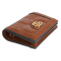 Brown Calfskin Matelasse GG Card Case Wallet