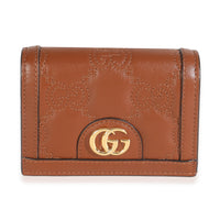 Brown Calfskin Matelasse GG Card Case Wallet