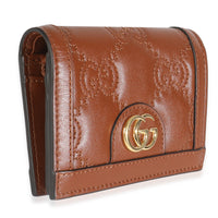 Brown Calfskin Matelasse GG Card Case Wallet
