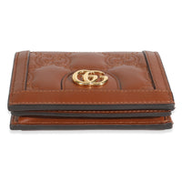 Brown Calfskin Matelasse GG Card Case Wallet