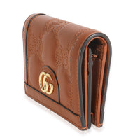 Brown Calfskin Matelasse GG Card Case Wallet