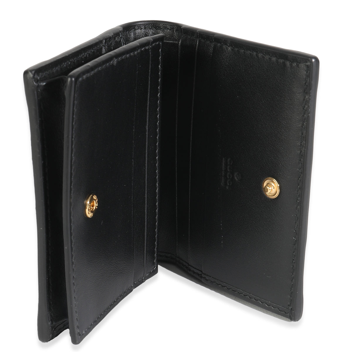 Black Calfskin Matelasse GG Card Case Wallet