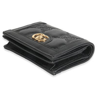 Black Calfskin Matelasse GG Card Case Wallet