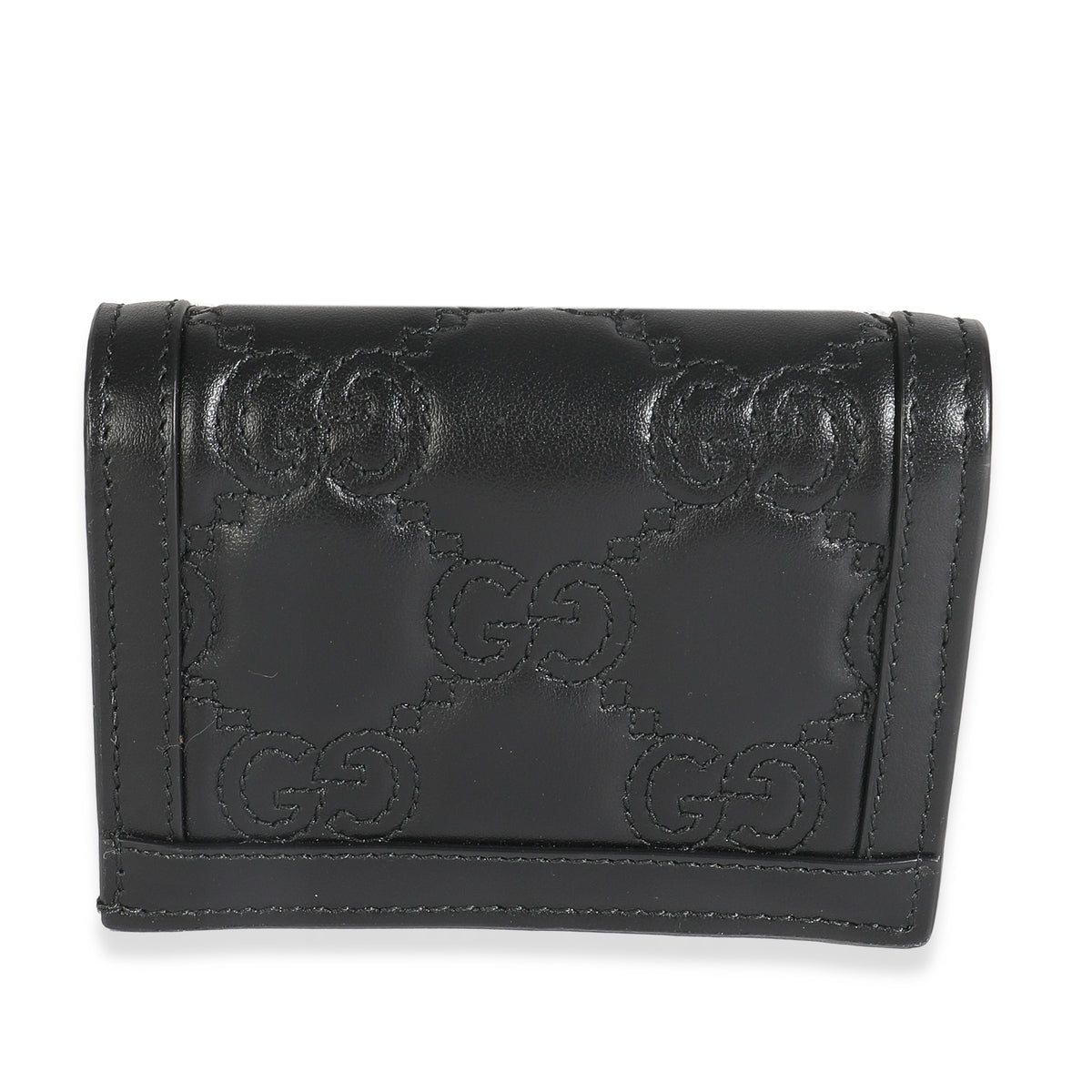 Black Calfskin Matelasse GG Card Case Wallet
