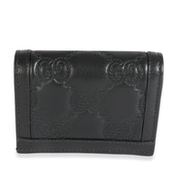 Black Calfskin Matelasse GG Card Case Wallet