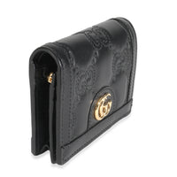 Black Calfskin Matelasse GG Card Case Wallet