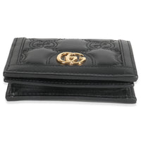 Black Calfskin Matelasse GG Card Case Wallet
