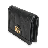 Black Calfskin Matelasse GG Card Case Wallet