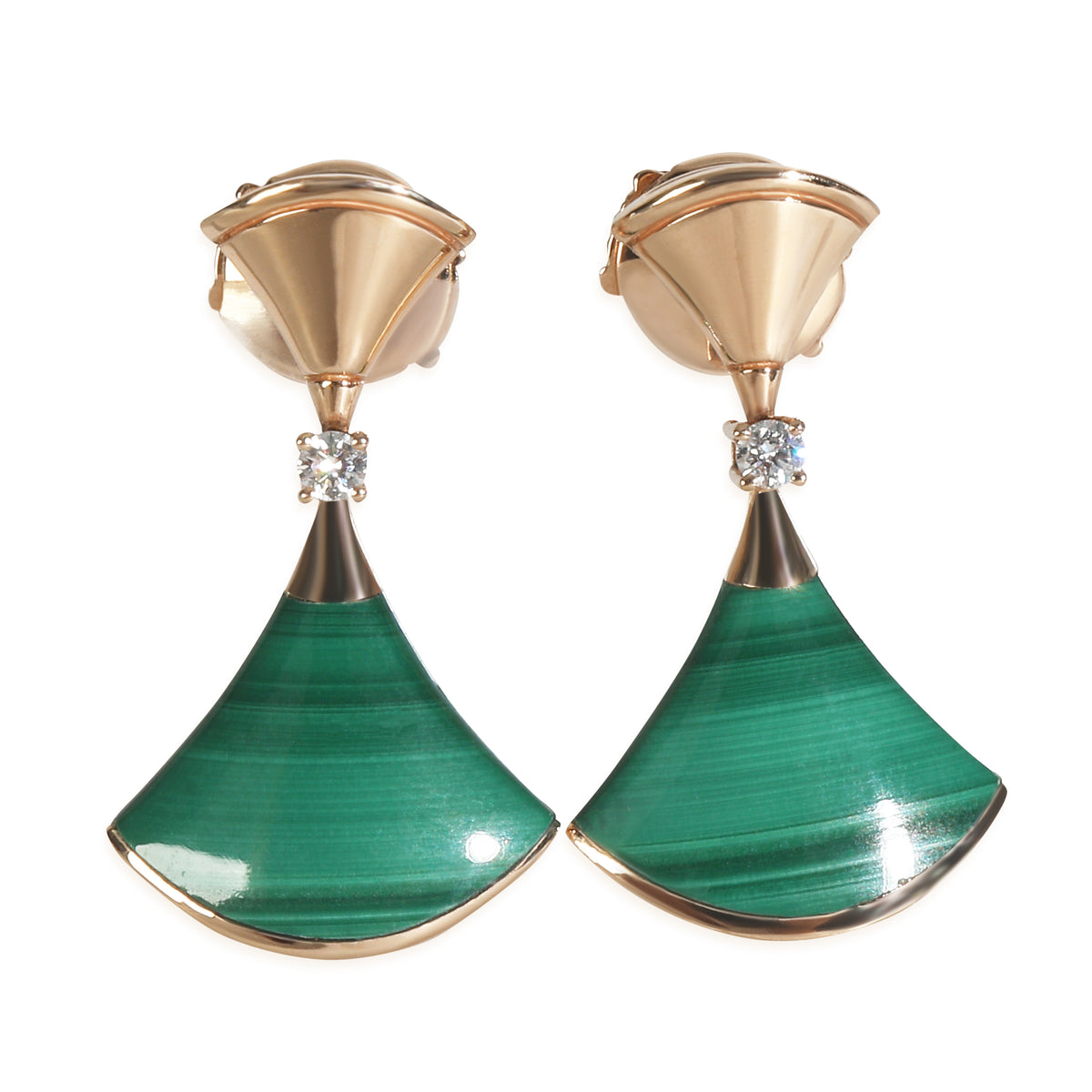 Rose Gold Malachite and Diamond Divas Dream Earrings