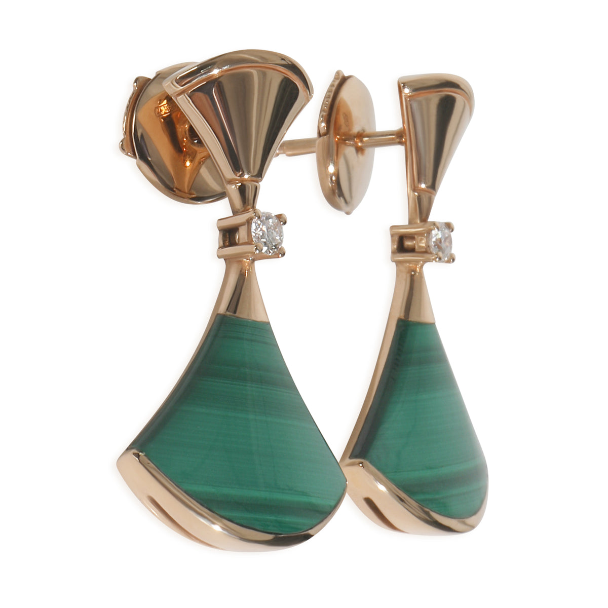 Rose Gold Malachite and Diamond Divas Dream Earrings