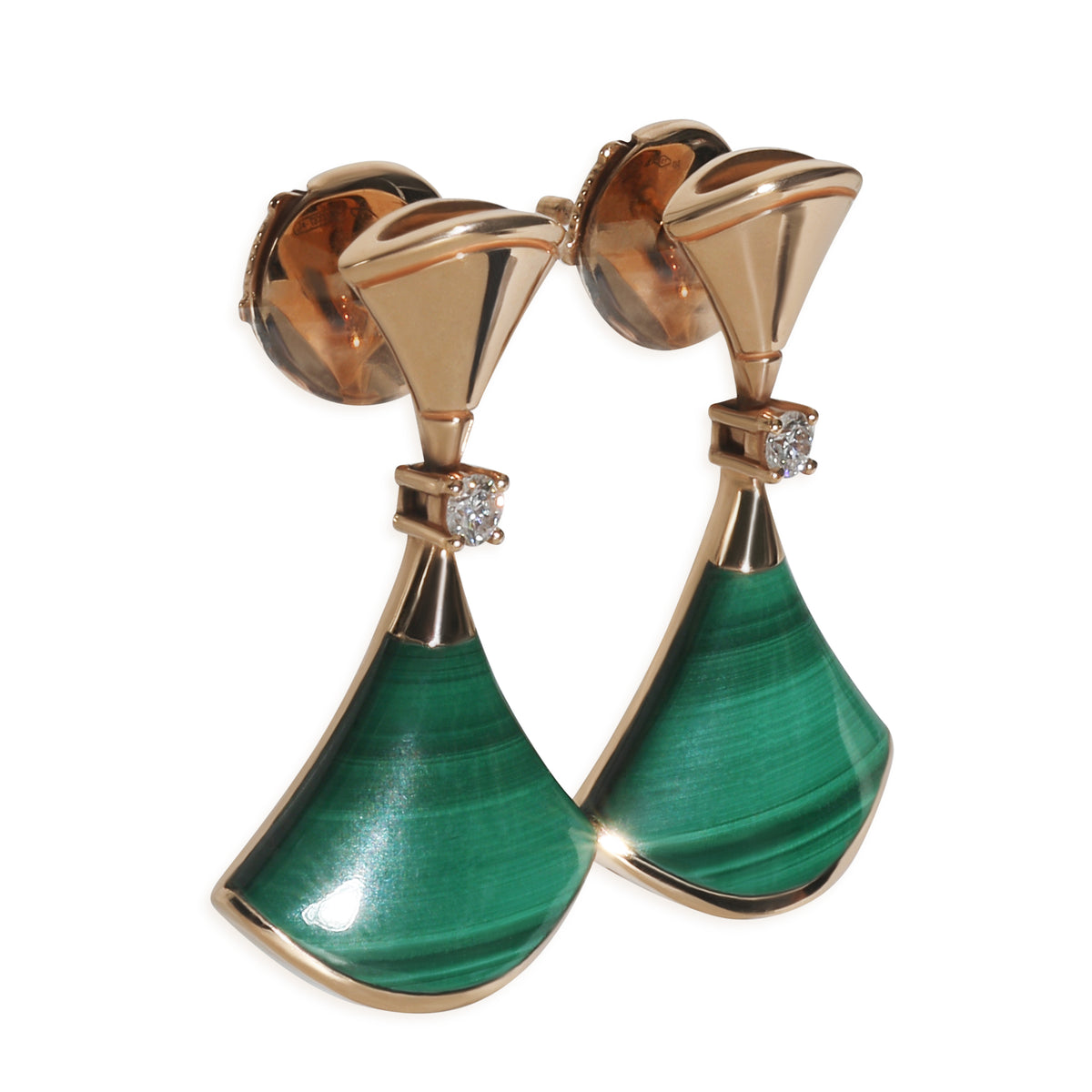 Rose Gold Malachite and Diamond Divas Dream Earrings