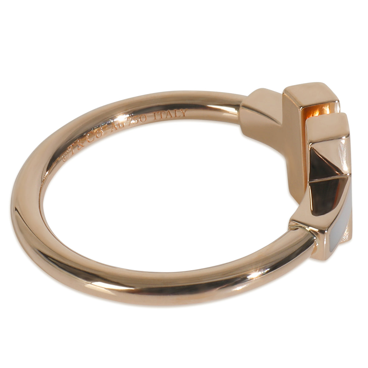 Rose Gold Mother Of Pearl and Diamond Tiffany T Wire Ring