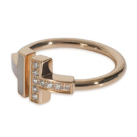 Rose Gold Mother Of Pearl and Diamond Tiffany T Wire Ring