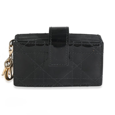 Black Patent Cannage Lady Dior 5 Gusset Card Holder