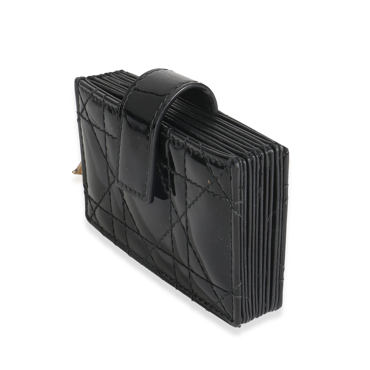 Black Patent Cannage Lady Dior 5 Gusset Card Holder