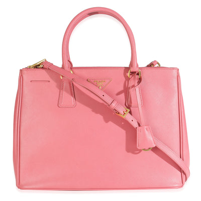 Pink Saffiano Galleria Lux Large Double Zip Tote