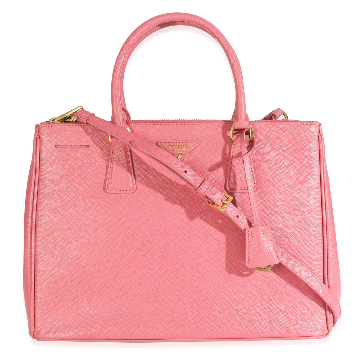 Pink Saffiano Galleria Lux Large Double Zip Tote