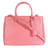 Pink Saffiano Galleria Lux Large Double Zip Tote