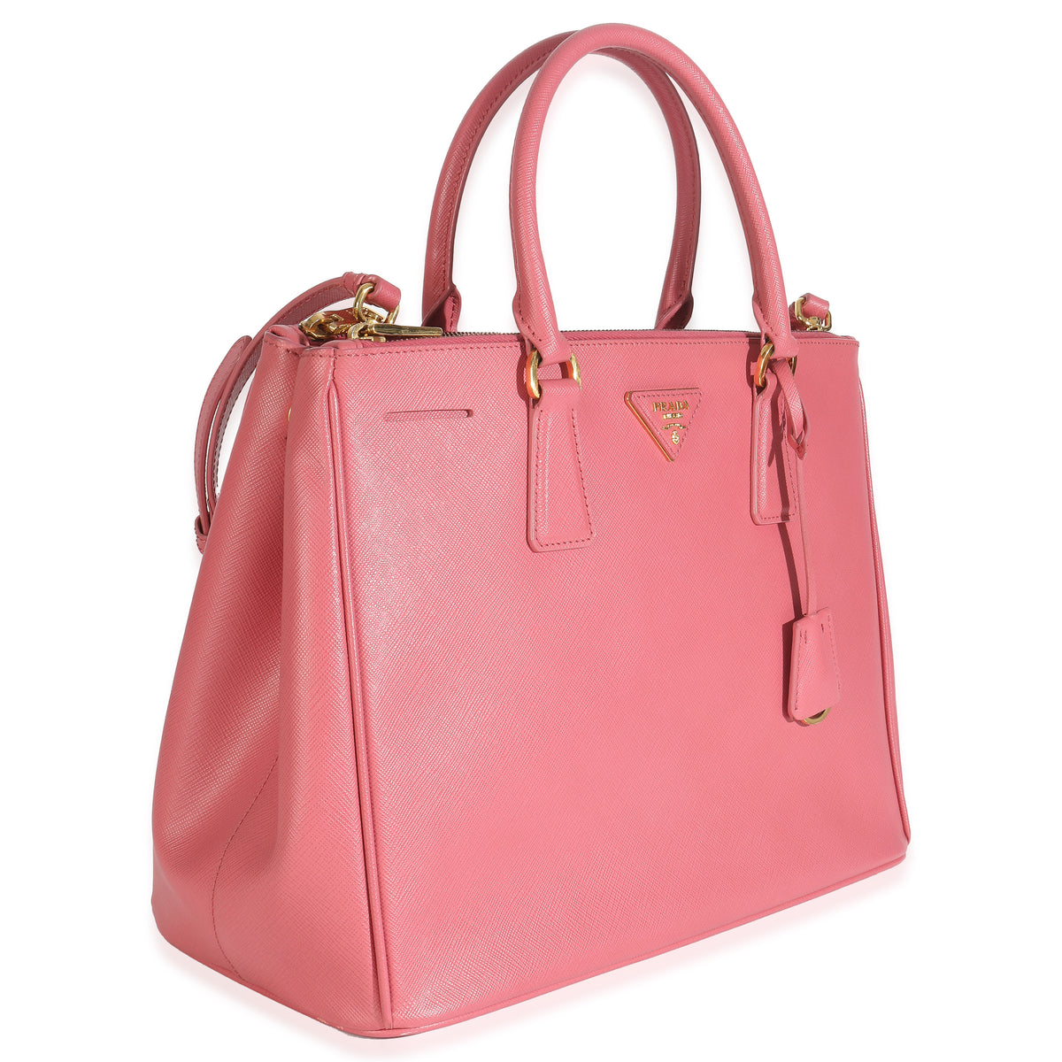 Pink Saffiano Galleria Lux Large Double Zip Tote