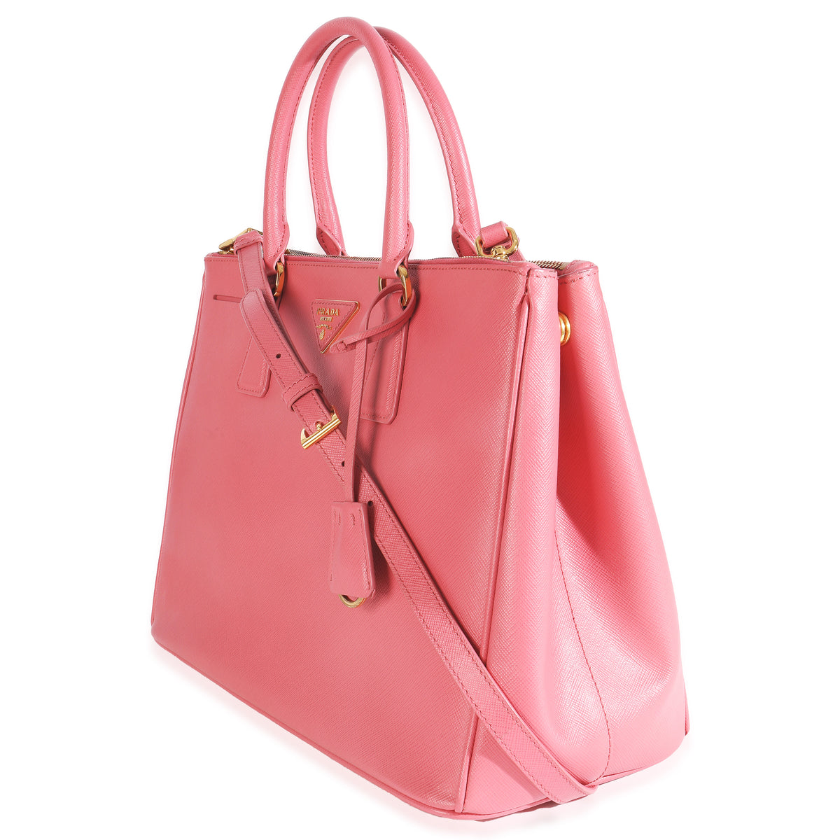 Pink Saffiano Galleria Lux Large Double Zip Tote