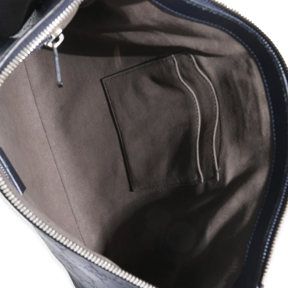 Blue Guccissima Signature Medium Flat Messenger Bag