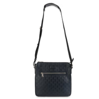 Blue Guccissima Signature Medium Flat Messenger Bag