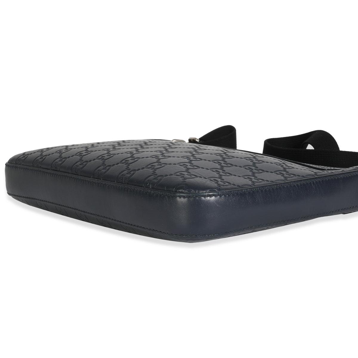 Blue Guccissima Signature Medium Flat Messenger Bag