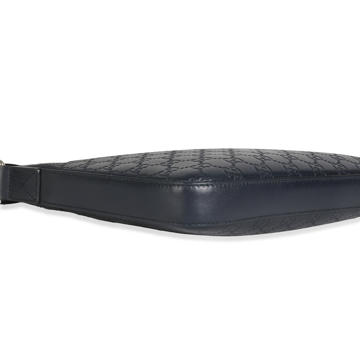 Blue Guccissima Signature Medium Flat Messenger Bag