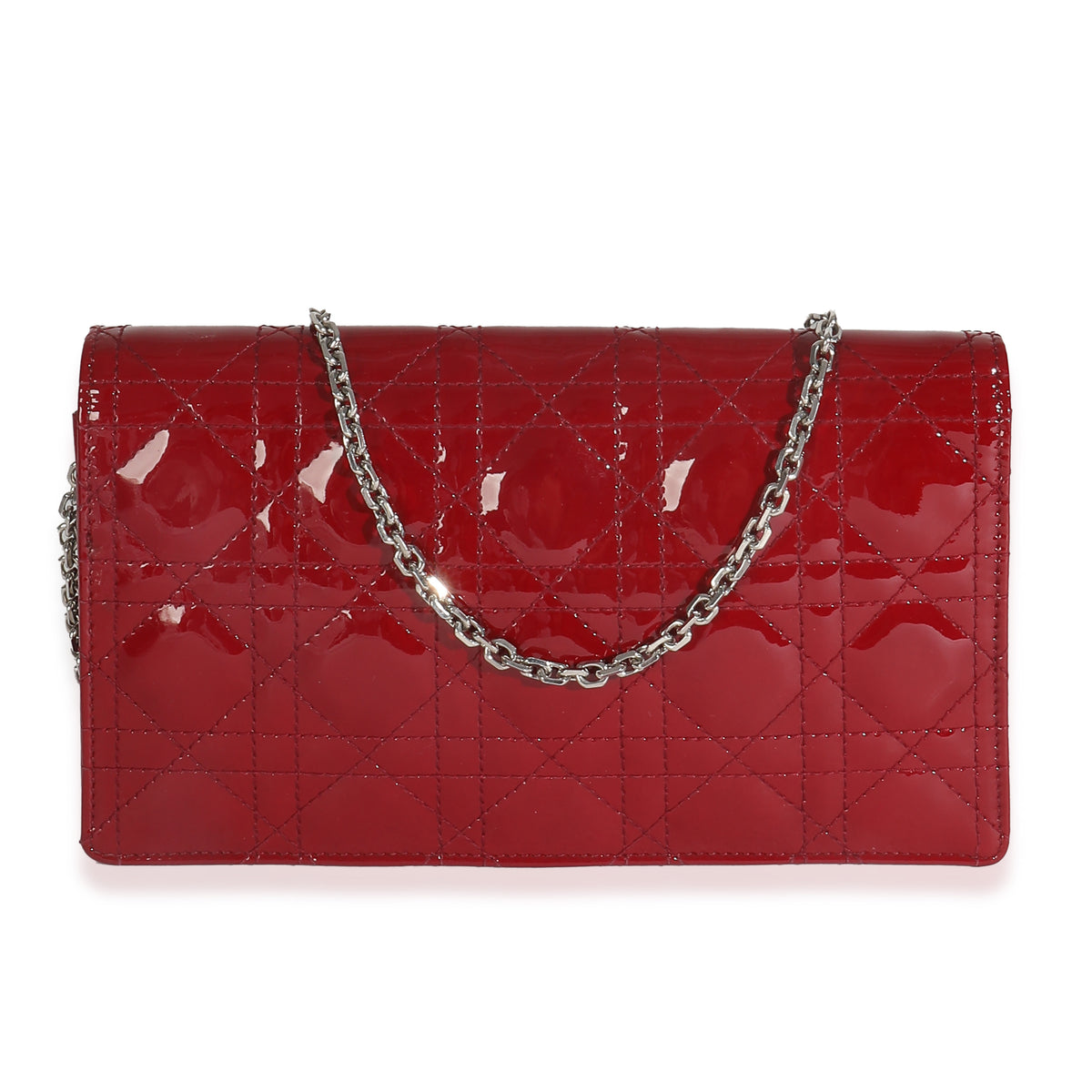 Red Patent Cannage Lady Dior Convertible Clutch