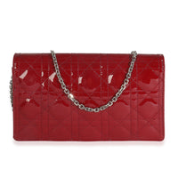 Red Patent Cannage Lady Dior Convertible Clutch