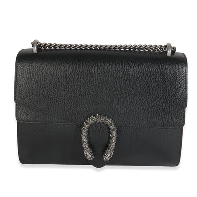 Black Pebbled Calfskin Medium Dionysus Shoulder Bag