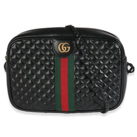 Black Calfskin Web Trapuntata Medium GG Shoulder Bag