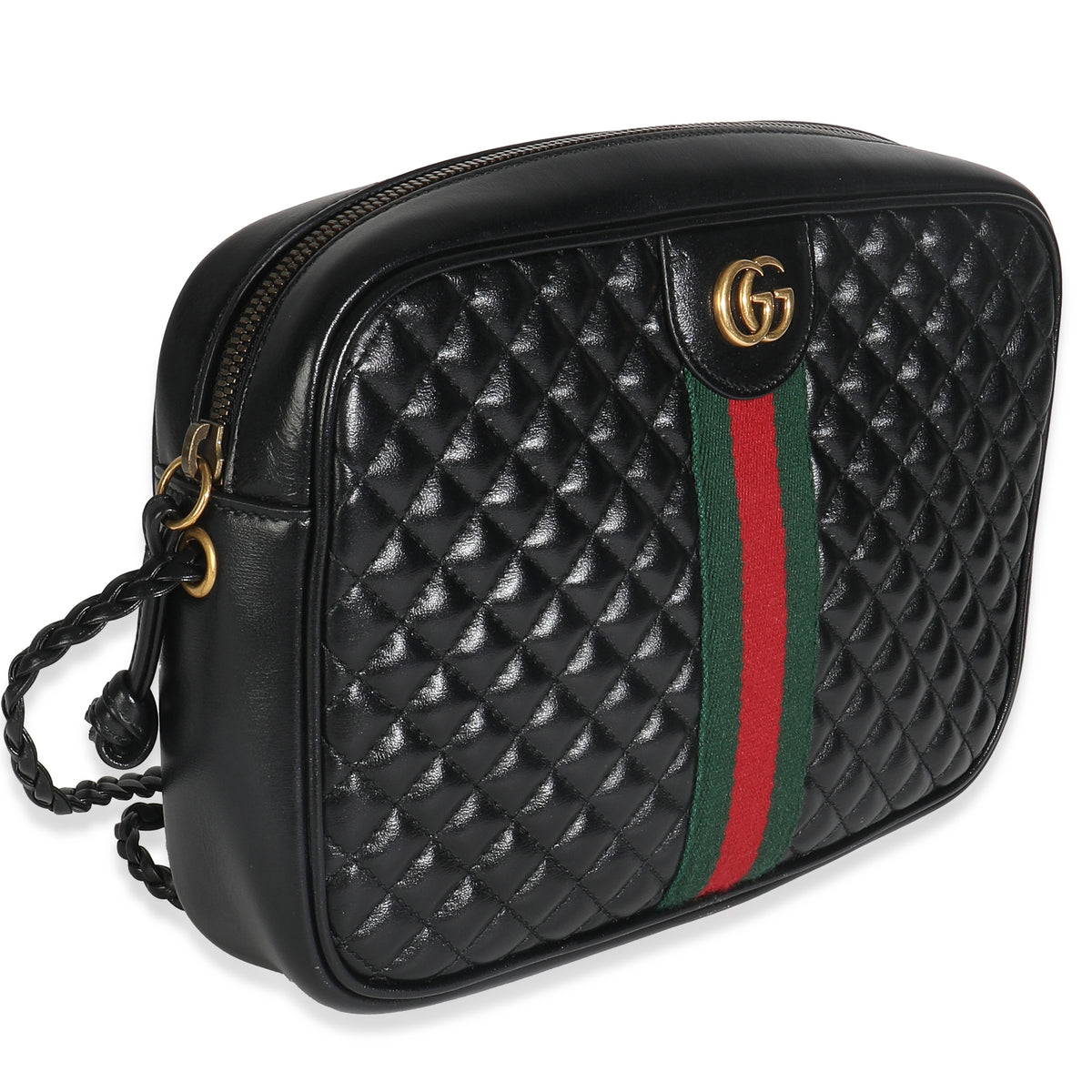 Black Calfskin Web Trapuntata Medium GG Shoulder Bag