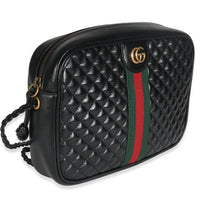 Black Calfskin Web Trapuntata Medium GG Shoulder Bag