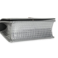 Silver Metallic Patent Micro-Cannage Small Diorama Flap Bag