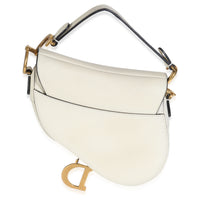 White Grained Calfskin Mini Saddle Bag
