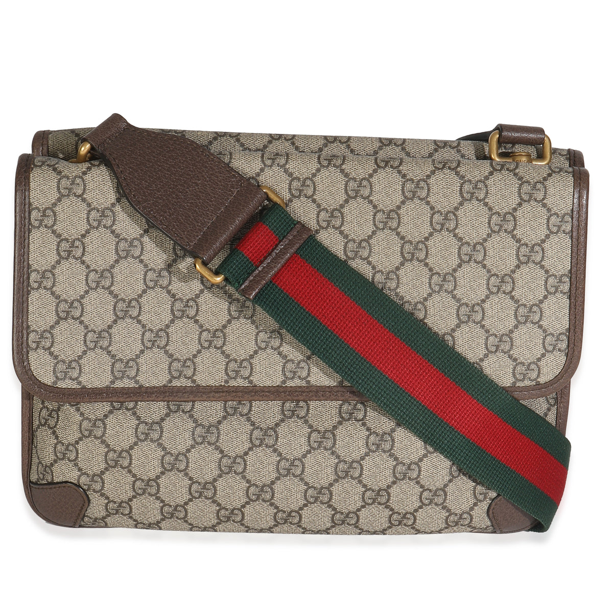 Beige GG Supreme Monogram Web Medium Neo Vintage Double Flap Messenger Bag