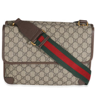 Beige GG Supreme Monogram Web Medium Neo Vintage Double Flap Messenger Bag