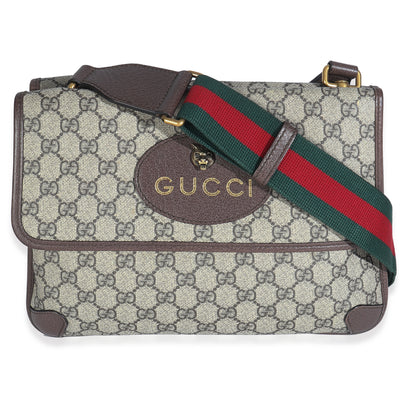 Beige GG Supreme Monogram Web Medium Neo Vintage Double Flap Messenger Bag