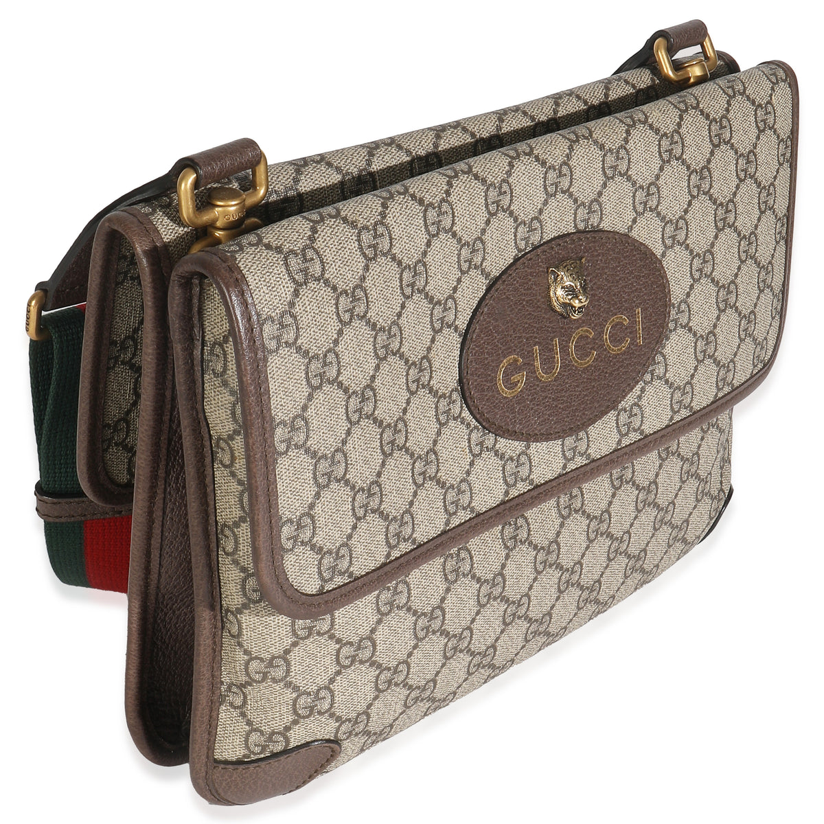 Beige GG Supreme Monogram Web Medium Neo Vintage Double Flap Messenger Bag