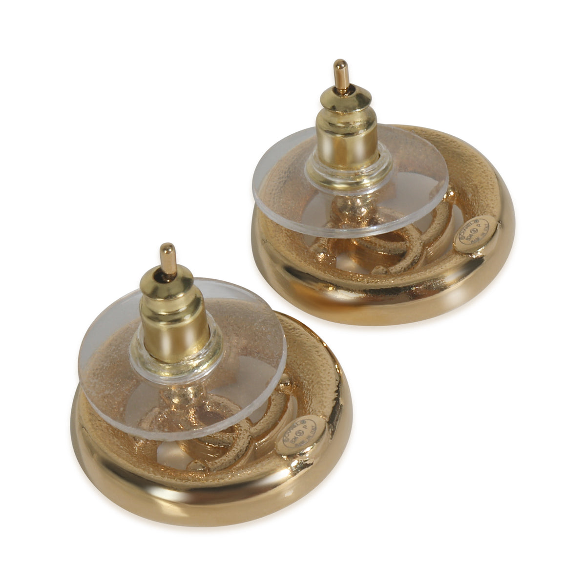 Gold-Plated  2024 White & Black Enamel CC Earrings