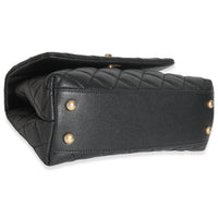 Black Quilted Caviar Small Coco Top Handle Bag