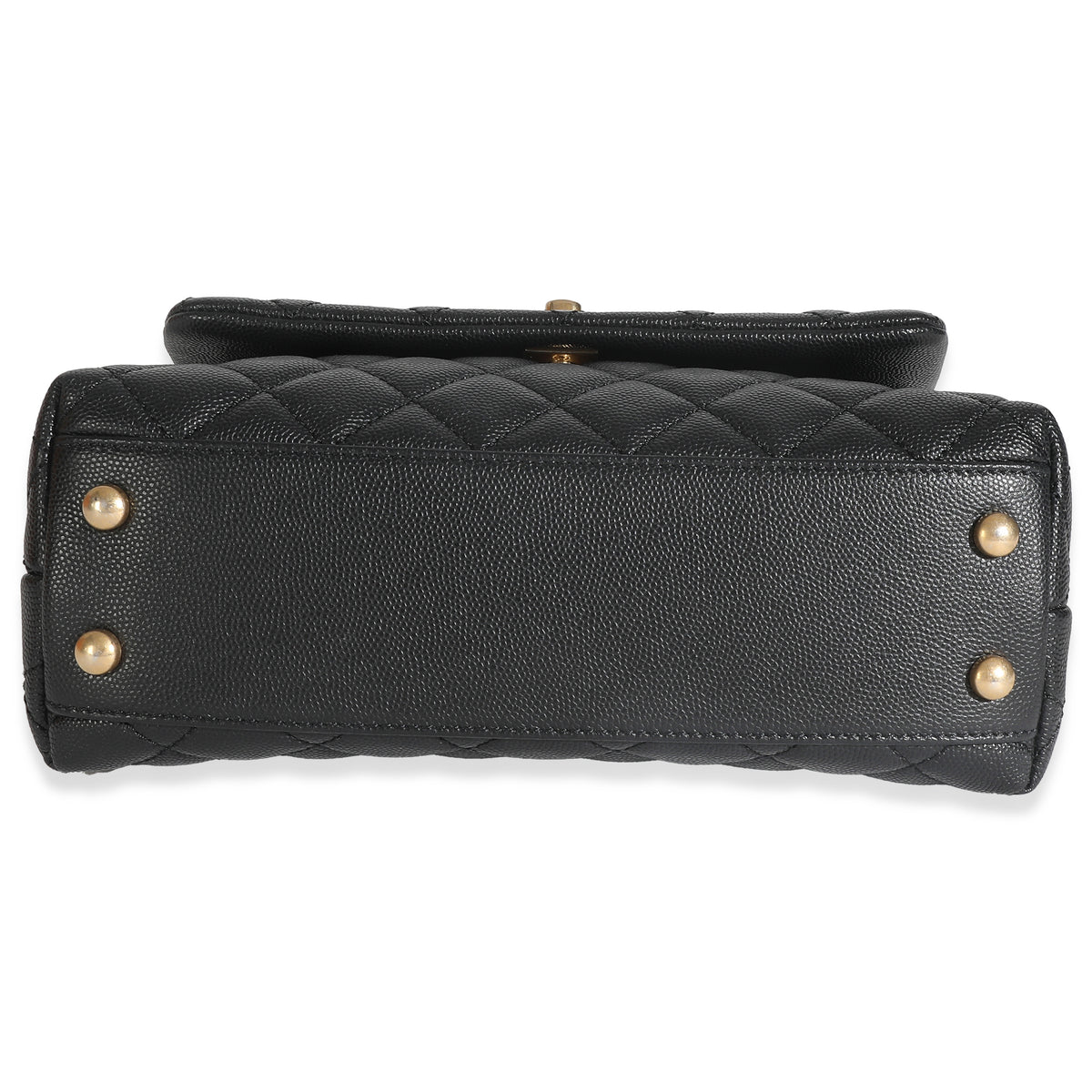 Black Quilted Caviar Small Coco Top Handle Bag