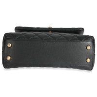 Black Quilted Caviar Small Coco Top Handle Bag